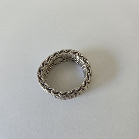 Tiffany & Co Classic Somerset Mesh Basket Weave .925 Sterling Silver Ring Size 7 - Picture 15 of 16